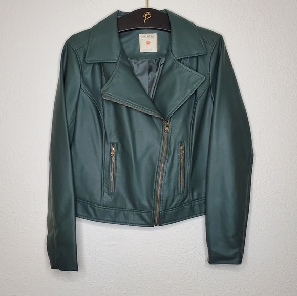 Ruff Hewn Jackets & Blazers - NEW Ruff Hewn Green Faux Leather Jacket